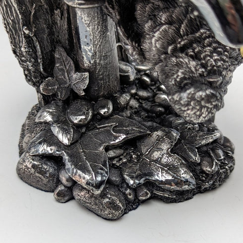 純銀張り彫刻 小鳥と蛇口 フィギュリン 567g 高さ15cm 英国 カントリーアーティスト社